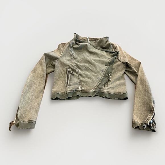 Free People Jackets & Blazers - Free People Womens Collapsing Twill Military Raw Hem Snap On Jacket Size XS